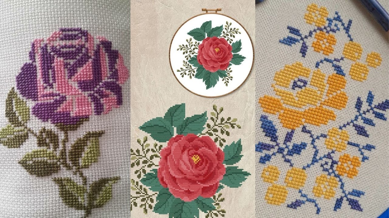 28 best,easy,& beautiful cross stitch roses(easy handcrafted rose patterns)