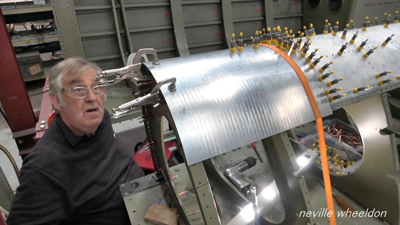 Video 204 Restoration of Lancaster NX611 Year 6... New skin repair on the leading edge NX664