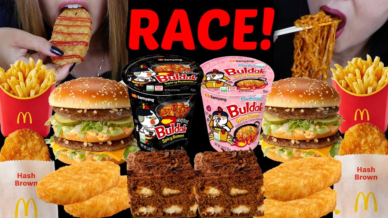 ASMR MCDONALDS Monopoly + BULDAK RAMEN RACE! Week in the life vlog 먹방