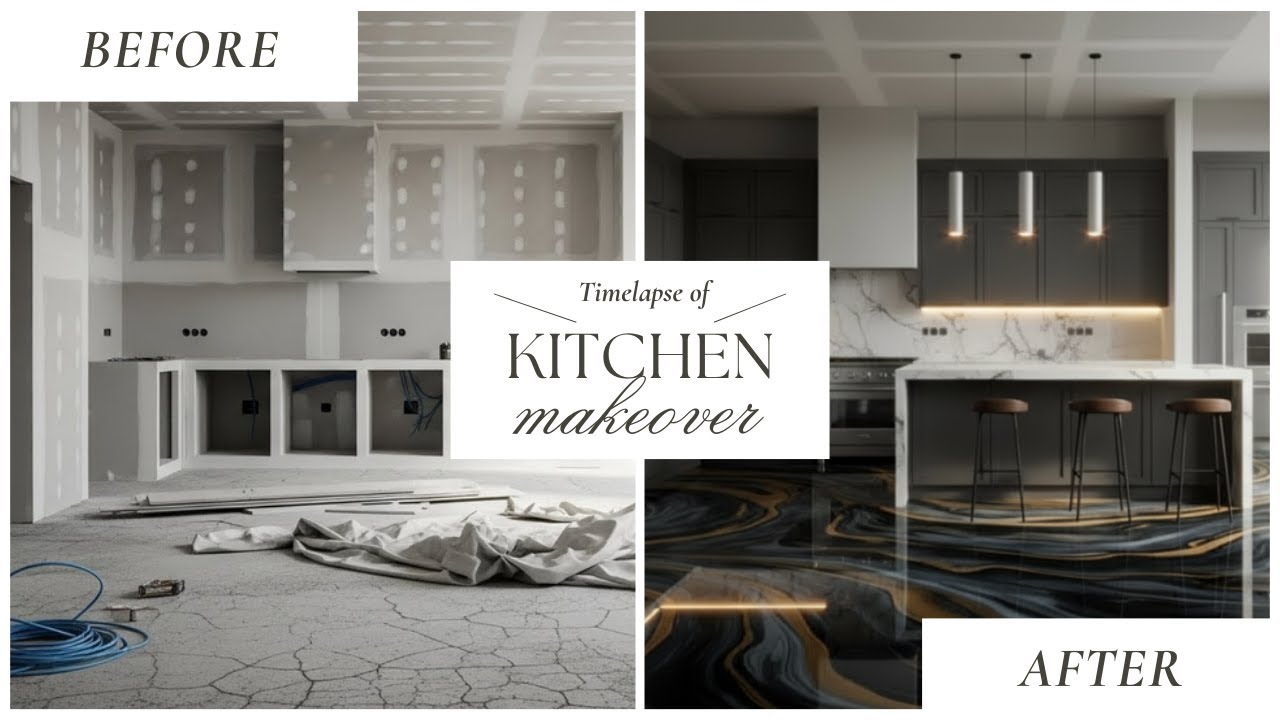 Luxury Kitchen Epoxy Floor Transformation | Satisfying Metallic Marble Timelapse