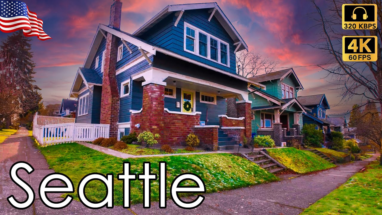 Walking American Neighborhoods & Suburbs in Winter | Washington WalkTravel Walking Tour Seattle 4K