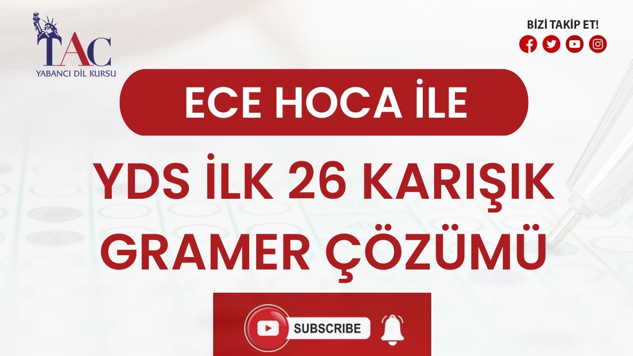 YDS İLK 26 SORU ÇÖZÜM DERSİ I ECE HOCA