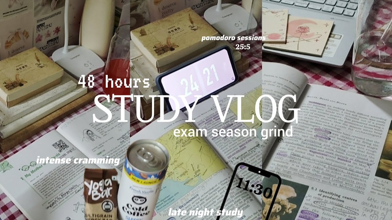 study vlog 💌 48 hours before exam,intense cramming,pomodoro sessions,late night studying