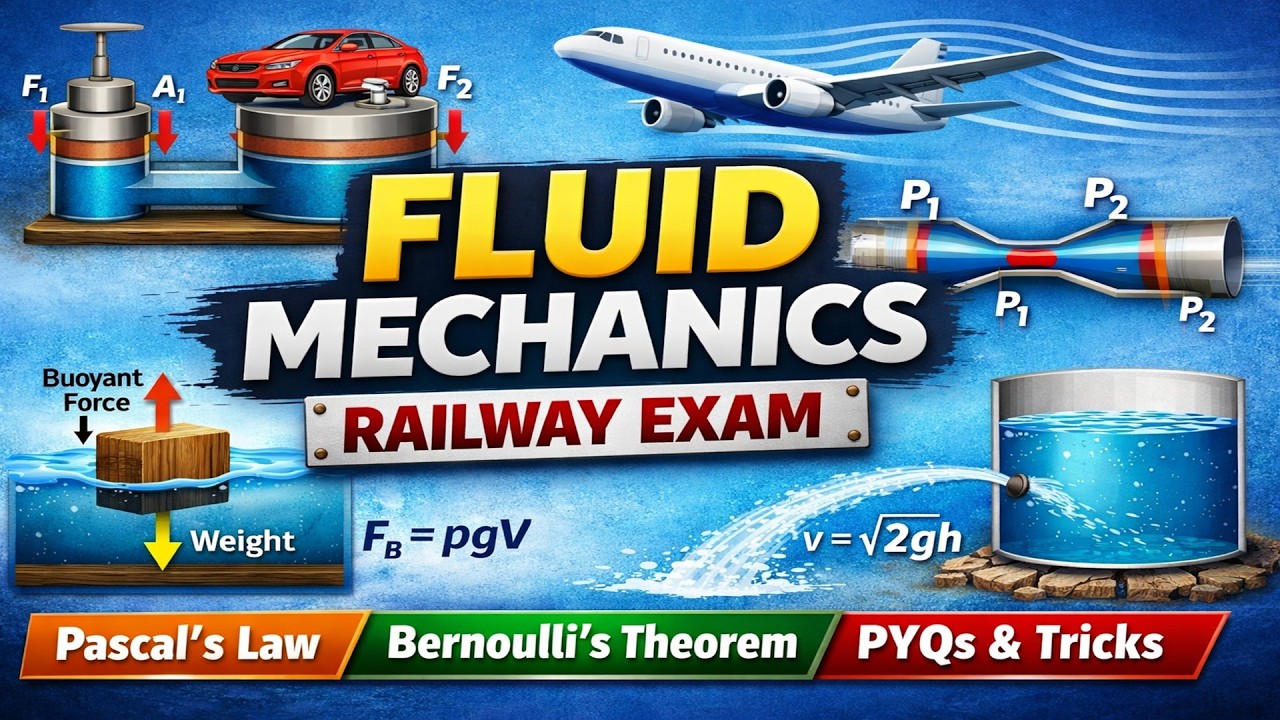 Fluid Mechanics | Railway Exam Physics | RRB JE / ALP / NTPC fluid machenism