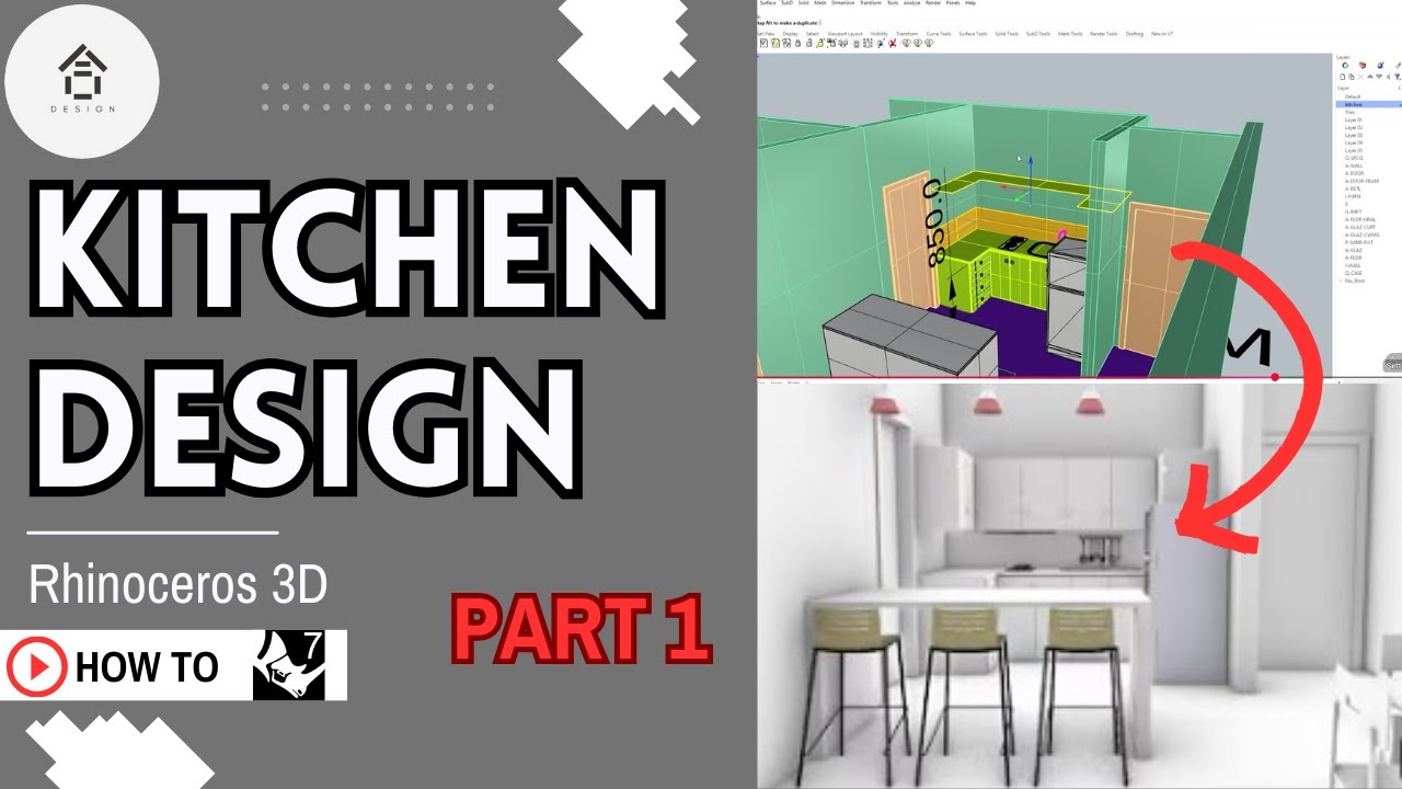 Basic Kitchen Design (Rhinoceros 3D) Part 1