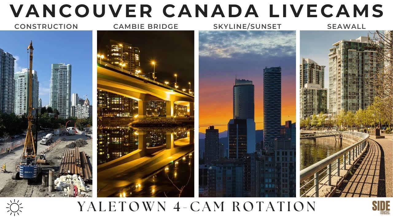 🔴 Live | Vancouver 4-Cam - Construction, Seawall, Skyline & Cambie Bridge | ☀️ Day | 2026-02-23 Mon