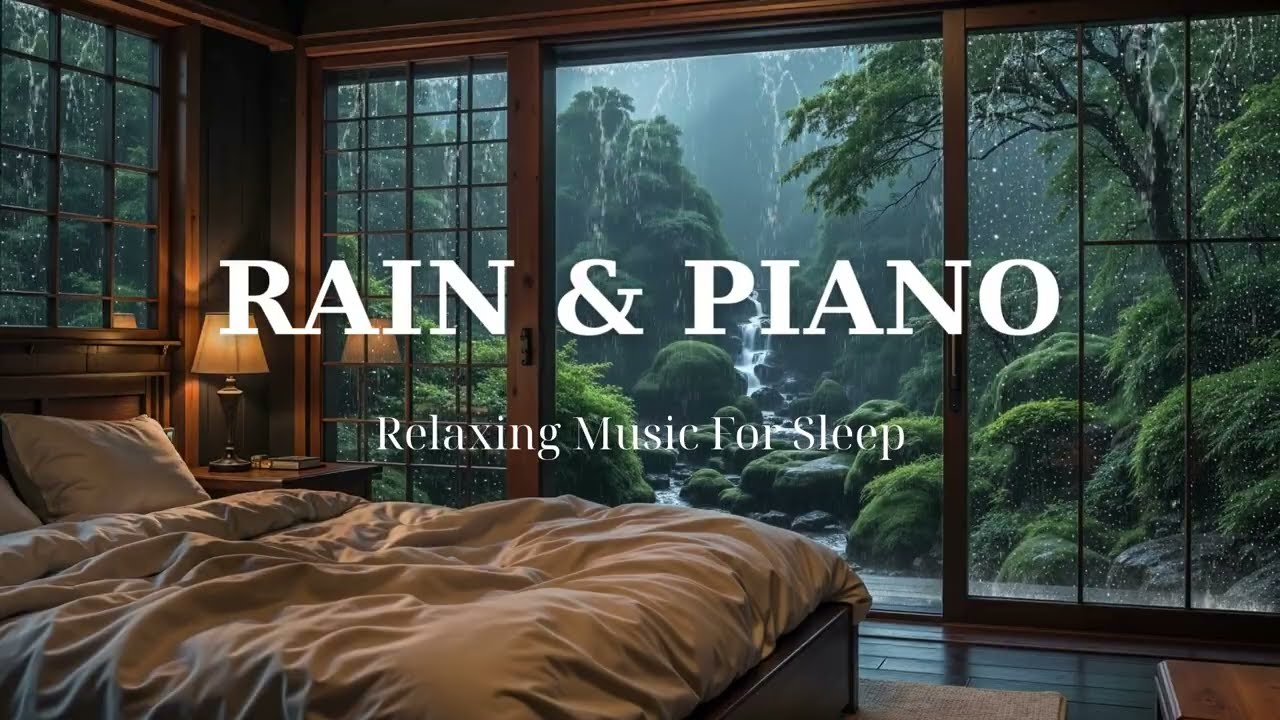Calming Sleep Music for Insomnia and Stress Relief - Gentle Piano and Rain Sounds for Meditation