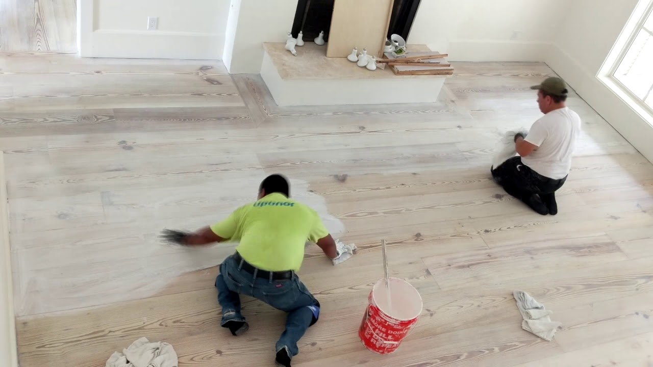 Applying stain to Pickled Wood Floor