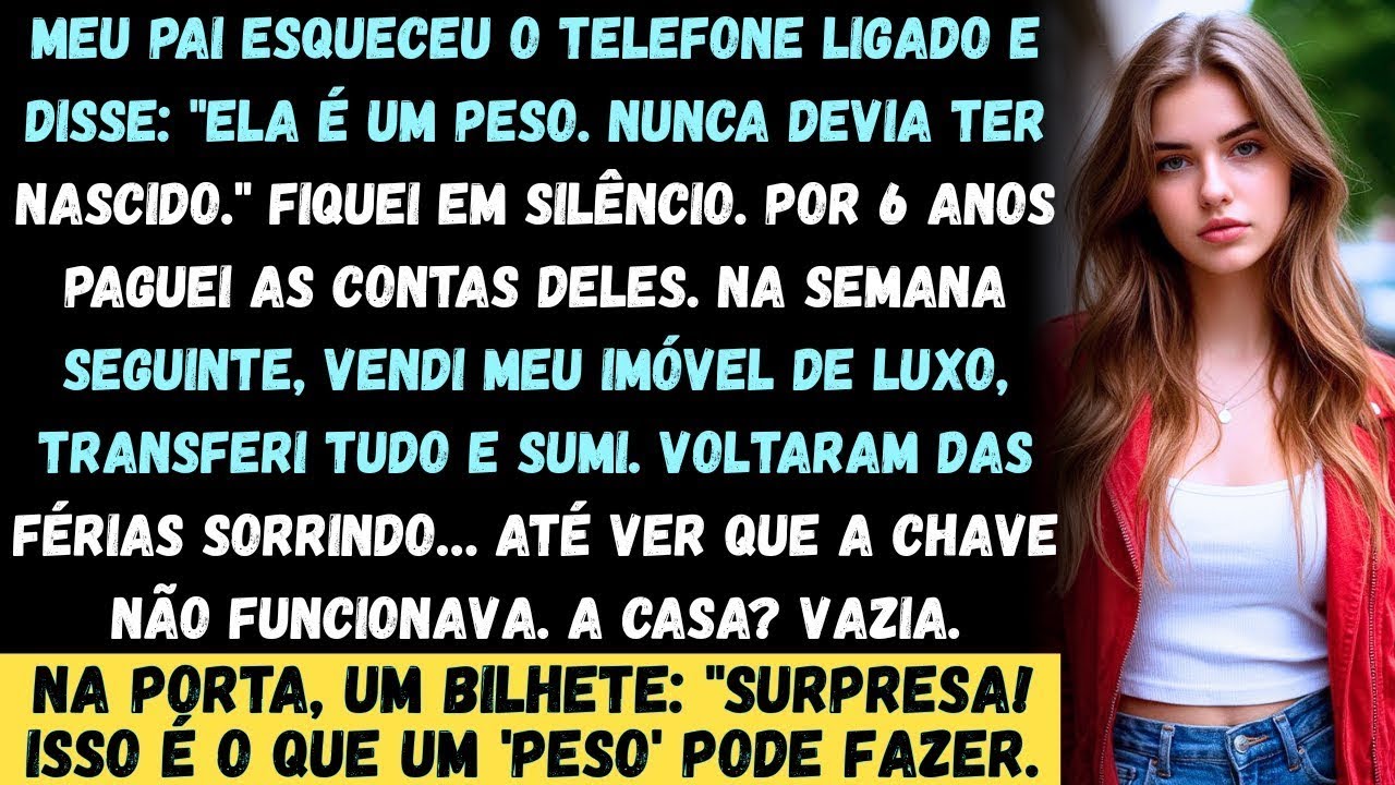 Meu pai esqueceu de desligar a ligação sem querer. Ele disse_ 'Ela é um peso. Uma decepção. Ela dev