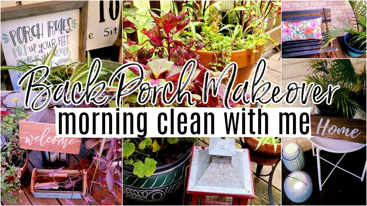 FARMHOUSE PORCH MAKEOVER! // BACK PORCH CLEAN WITH ME // WEEDING & POWER WASHING // ROBIN LANE LOWE