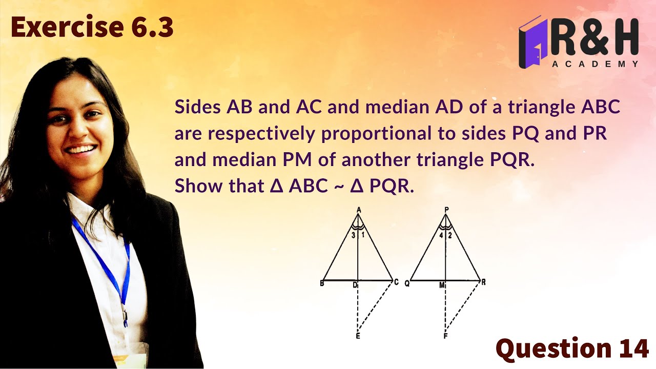 Sides AB and AC and median AD of a triangle ABC | Exercise 6.3 Q14 (Important)