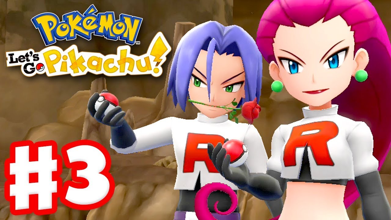 Pokemon Let's Go Pikachu and Eevee - Gameplay Walkthrough Part 3 - Team Rocket at Mt Moon!
