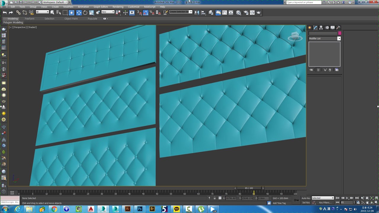 3dsmax modeling 퀼팅효과,침대머리, 뽕뽕이느낌