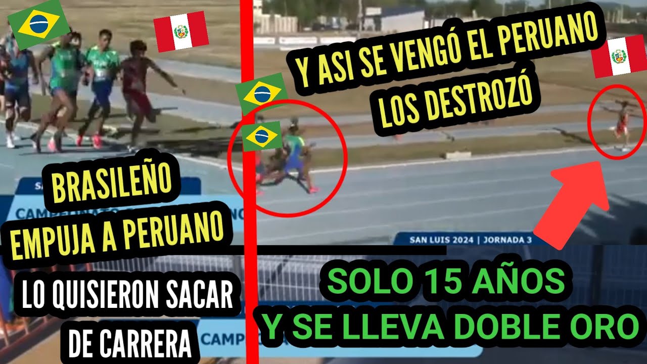 BRASILEÑO TRAMP0SO EMPUJA a ATLETA PERUANO para que PIERDA y PERUANO ASI SE VENG0