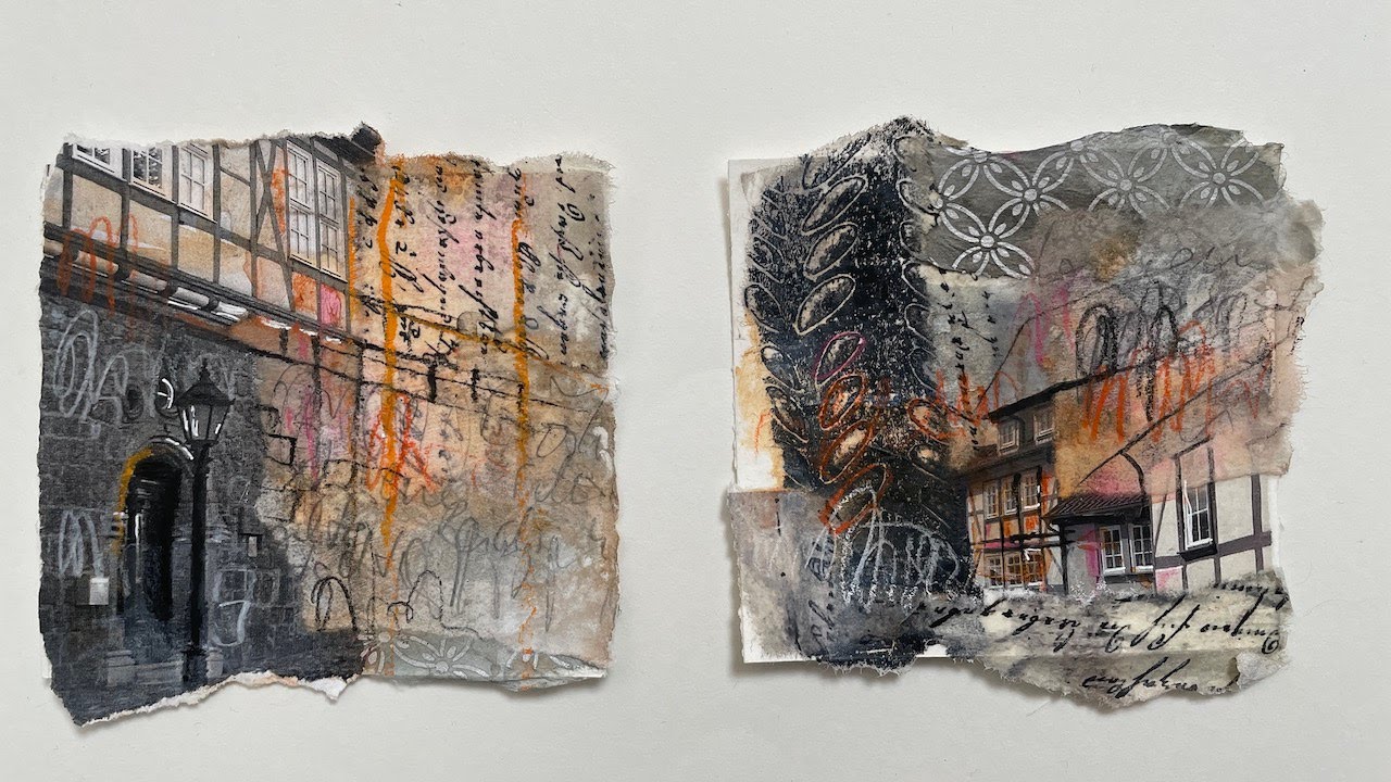 Mixed-Media-Collagen-Technik auf Miniaturformaten mit Sumpfkalk und Wachs - Teil 1