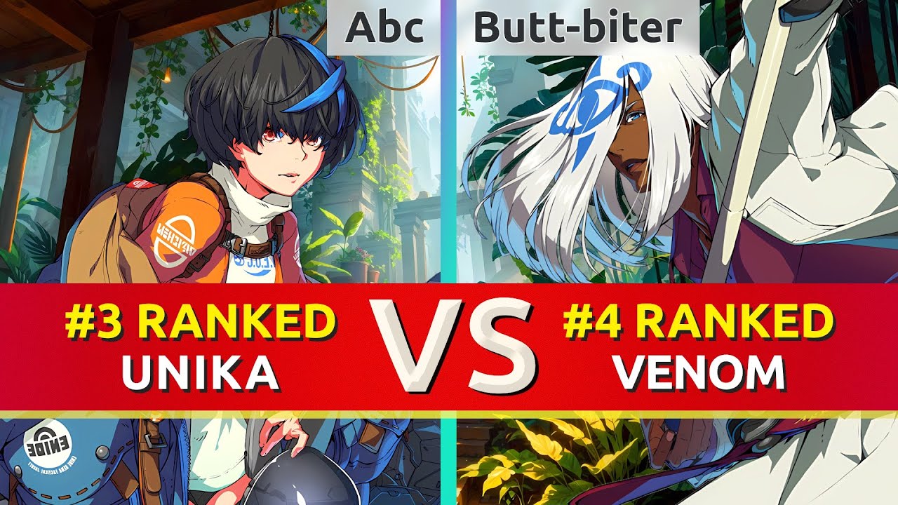 GGST ▰ Abc (#3 Ranked Unika) vs Butt-biter (#4 Ranked Venom). High Level Gameplay