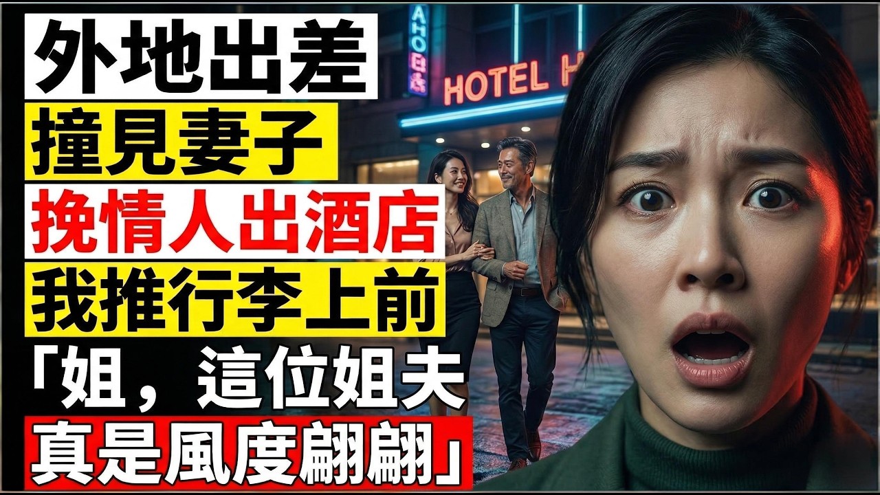 我在外地出差時，撞見妻子正挽著情人走出酒店，我推著行李快步上前：「姐，你身邊這位姐夫，真是風度翩翩#故事 #故事頻道