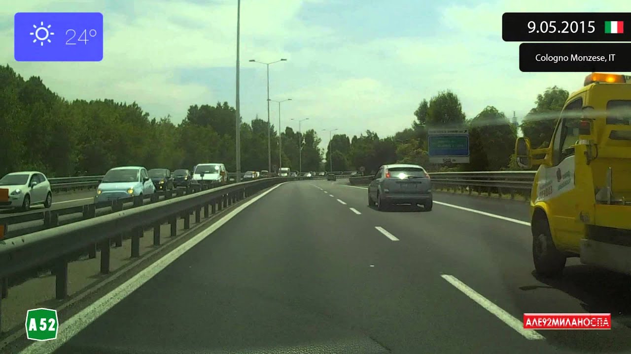 Driving through Milano (Italy) from Paderno Dugnano to Aeroporto di Linate 9.05.2015 Timelapse x4