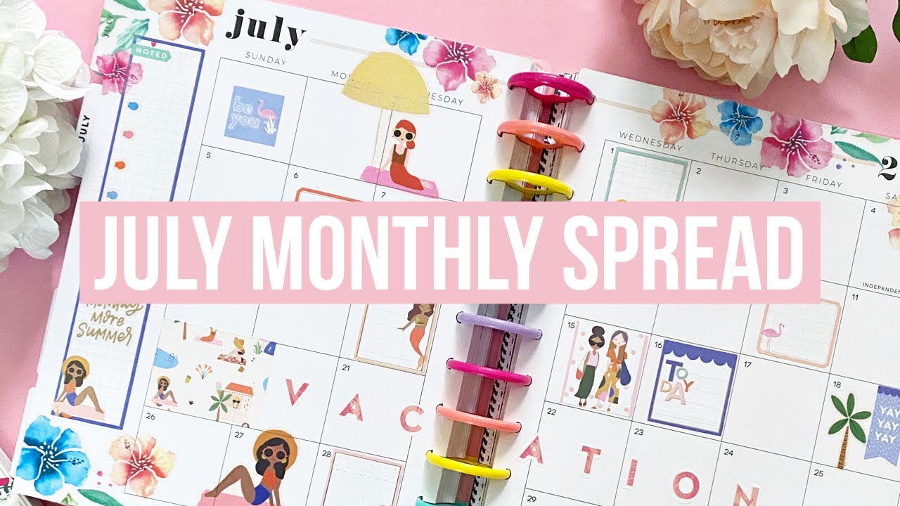 Plan With Me // July 2020 Monthly Spread // Big Happy Planner // Florals and Squad Goals