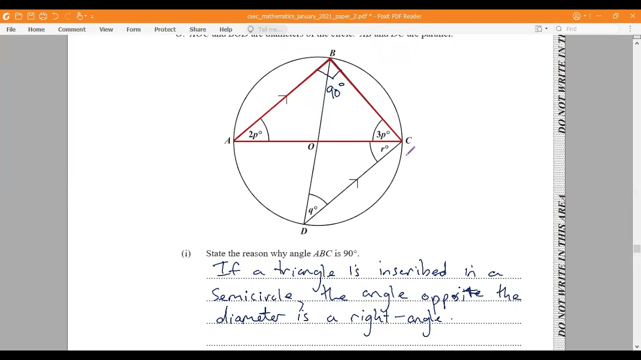 CSEC maths january 2021 paper 2 number 9
