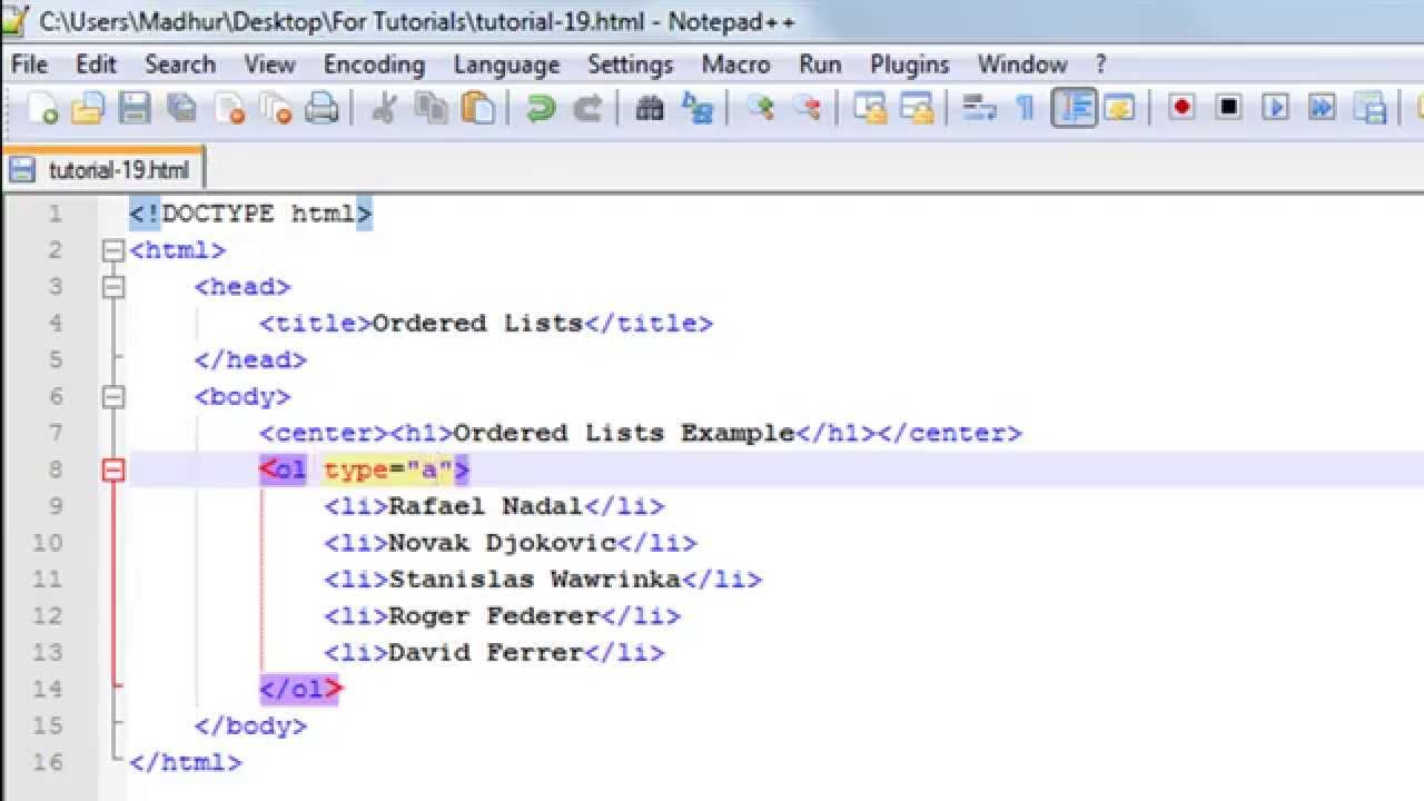 HTML Tutorial - 19: Ordered Lists
