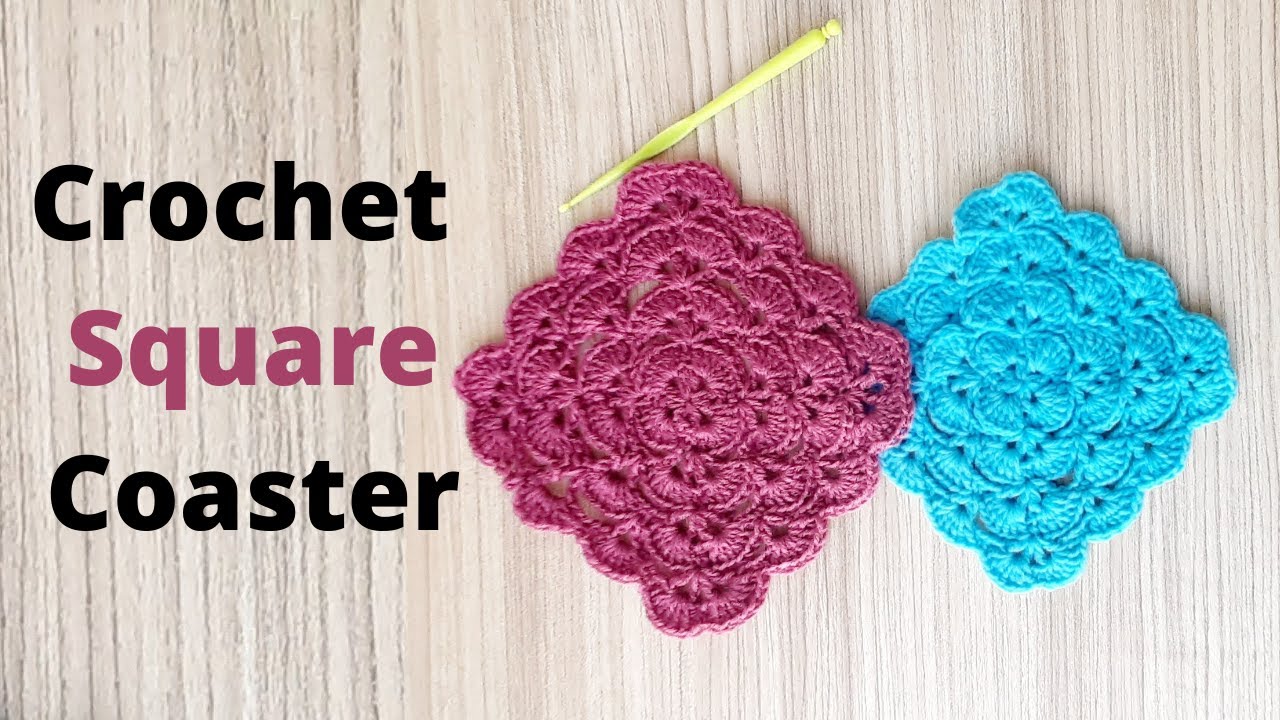 How to crochet square coaster pattern free | easy crochet coasters for beginners #crochet #coaster