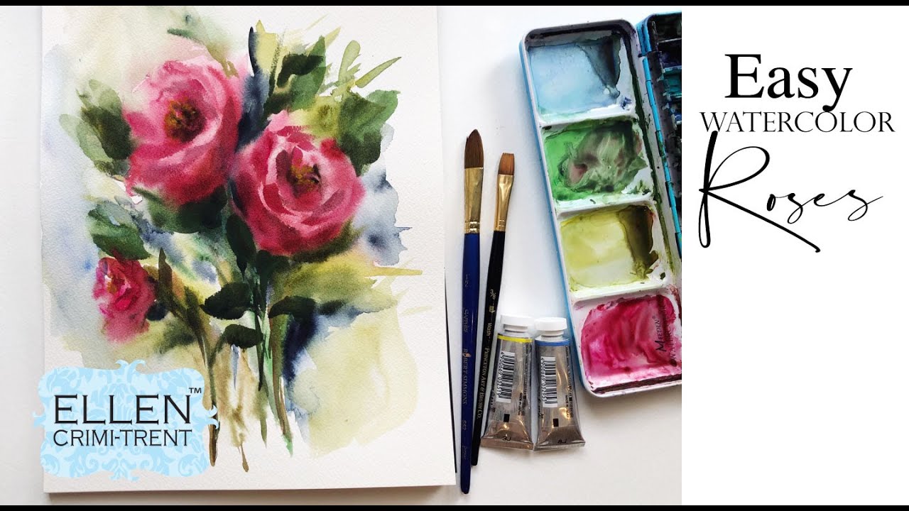 Watercolor Painting for Beginners Easy loose Roses / Wet on Wet Technique