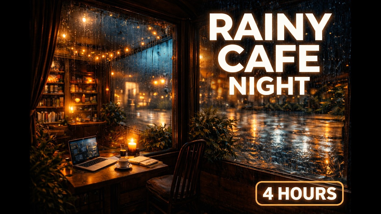 Rainy Café at Night ☕🌧️ Cozy Jazz Ambience for Studying & Deep Focus 2 Hours