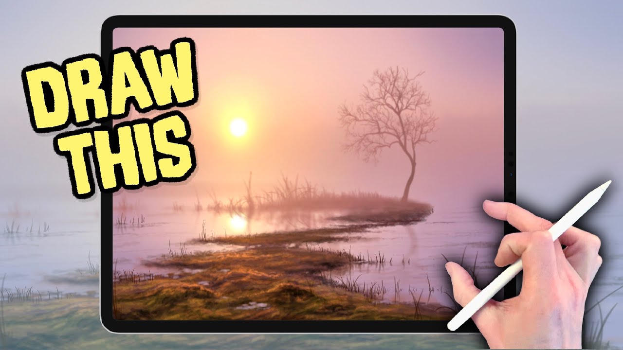 EASY IPAD PAINTING - Misty Morning Water landscape Procreate tutorial