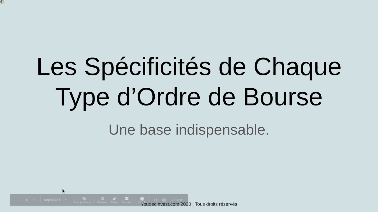 Comprendre les Diff&eacute;rents ORDRES de BOURSE