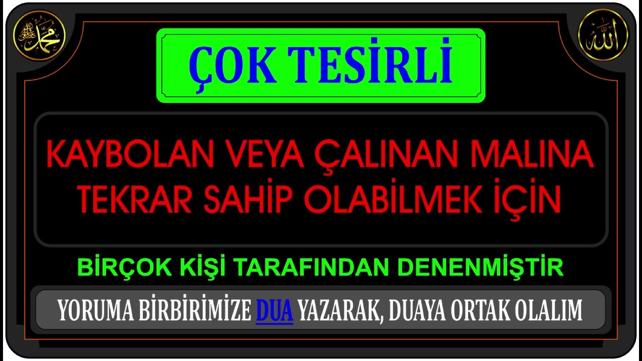 KAYBOLAN VE ÇALINAN MALINA TEKRAR KAVUŞMAK İÇİN - DENENMİŞTİR - 100%