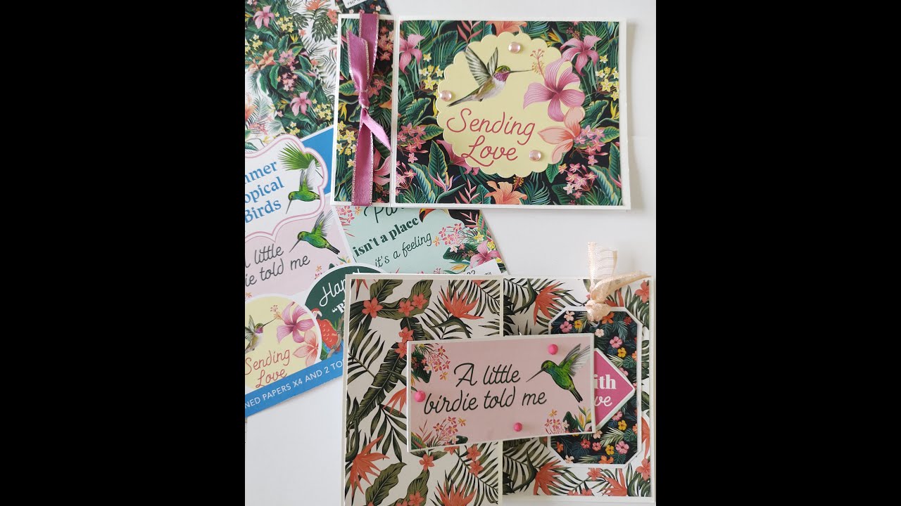 2 Fun Fold Cards made with Summer Tropical Birds Patterned Paper (RSPB)