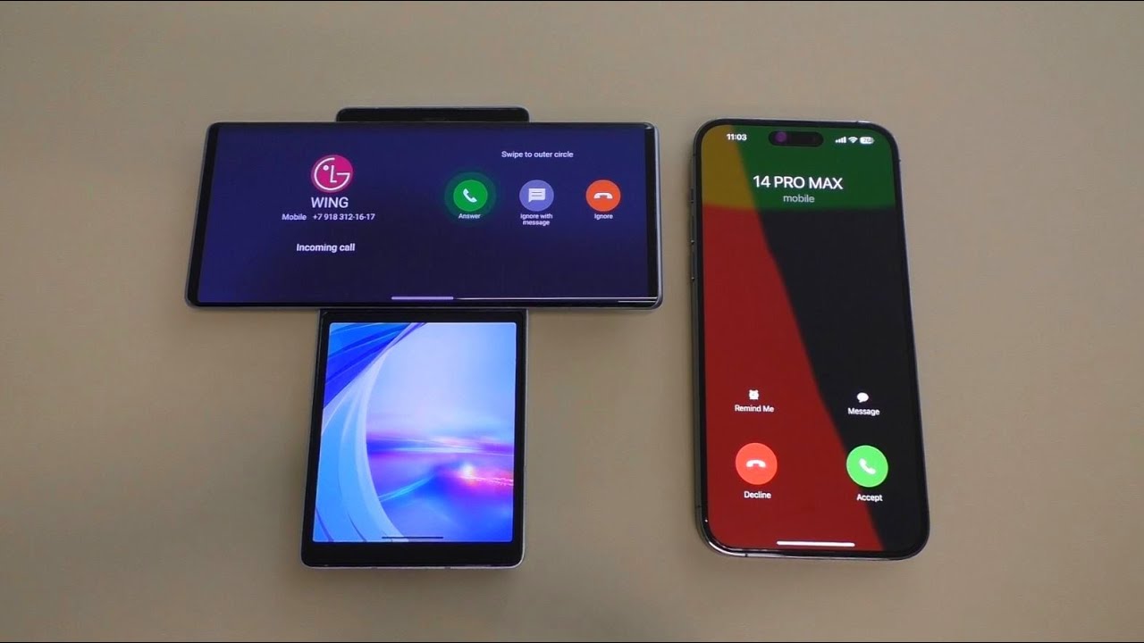 LG Wing vs Apple iPhone 14 Pro Max Incoming Call