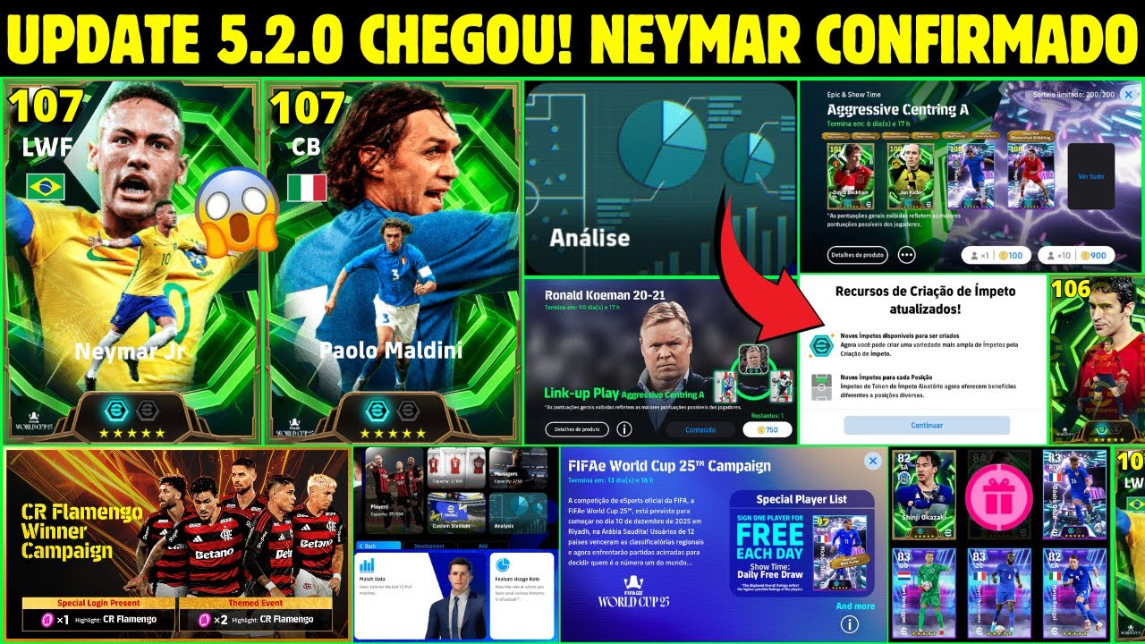 OFICIAL! NEYMAR CONFIRMADO UPDATE 5.2.0 CHEGOU, NOVOS RECURSOS, GIROS GR&Aacute;TIS, NOVIDADES EFOOTBALL 26