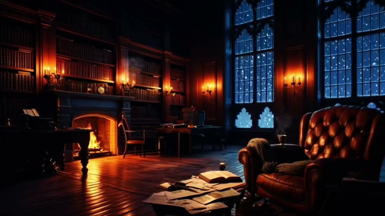 Relaxing Fireplace Crackling🔥 | Calm Night Ambience❄️| 5Hours