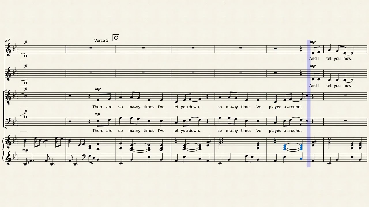 Leaving on a Jet Plane - John Denver - Glee - arranged for mixed SAT or SAB choir and piano