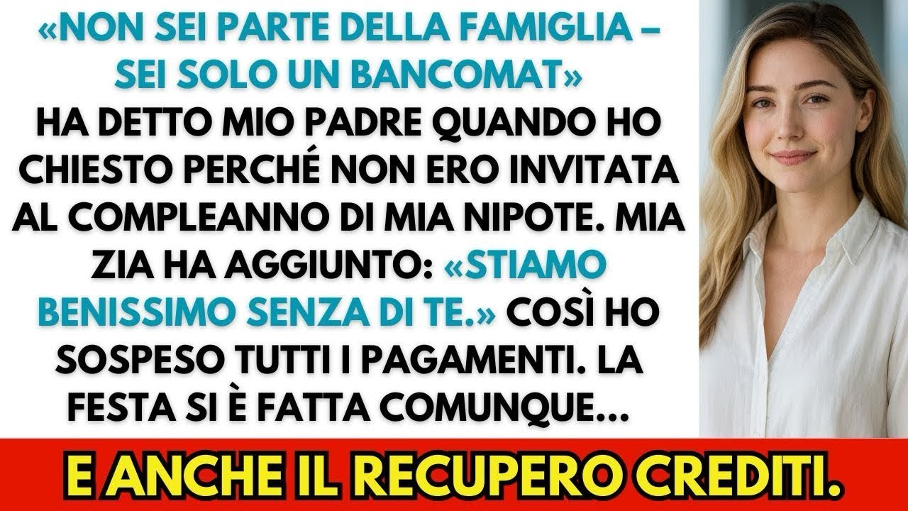I miei genitori mi hanno chiamata “bancomat”  Così ho smesso di pagare il loro mutuo