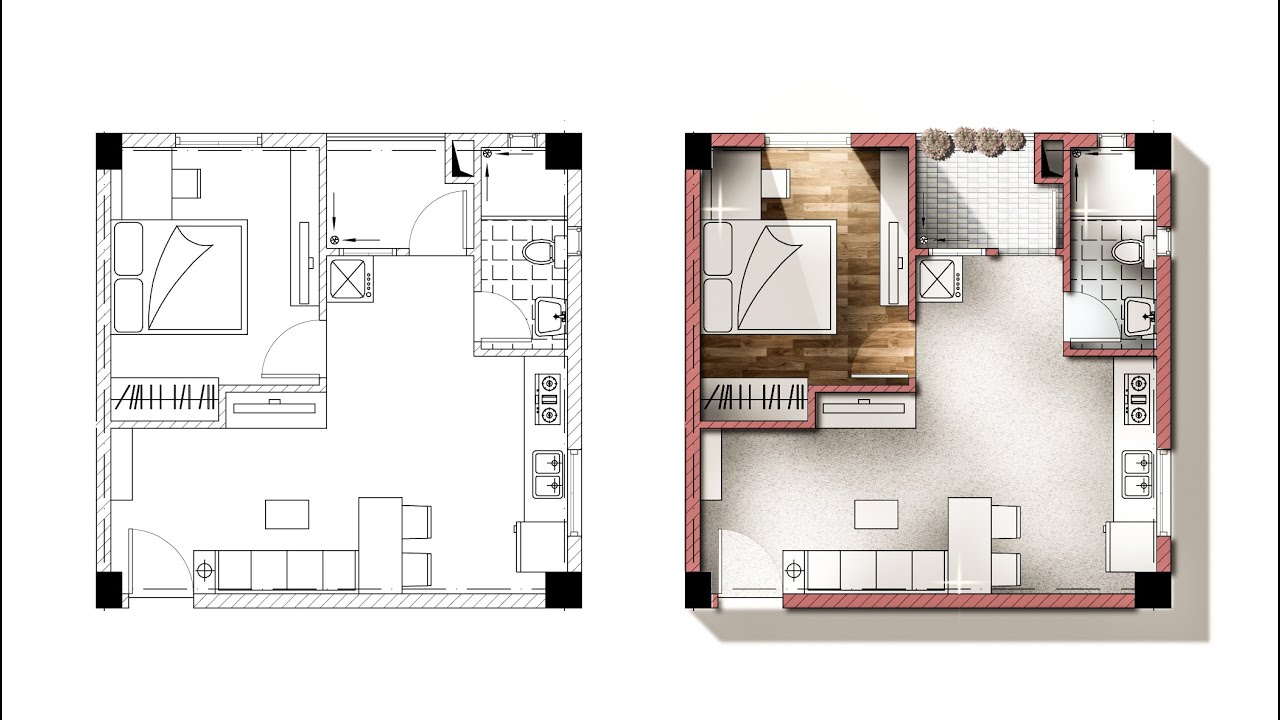 Rendering an architectural floor plan