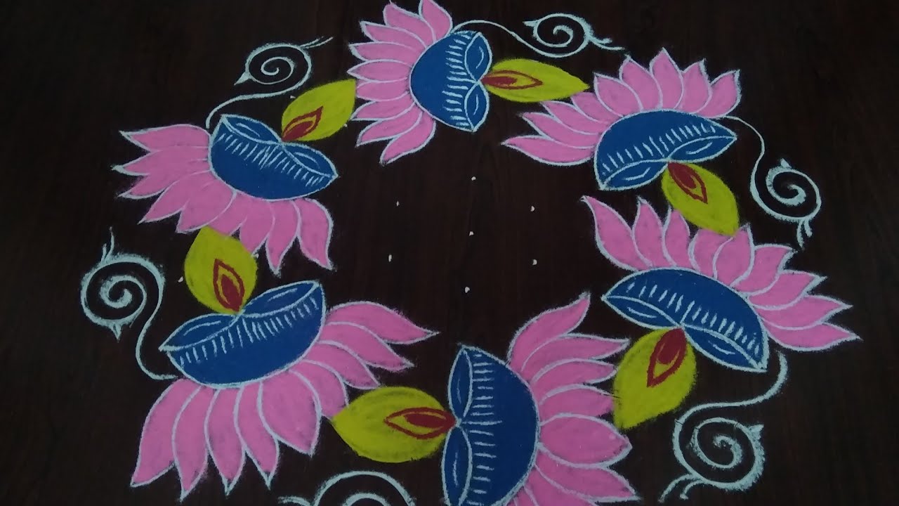 Simple// and easy deepam rangoli design
