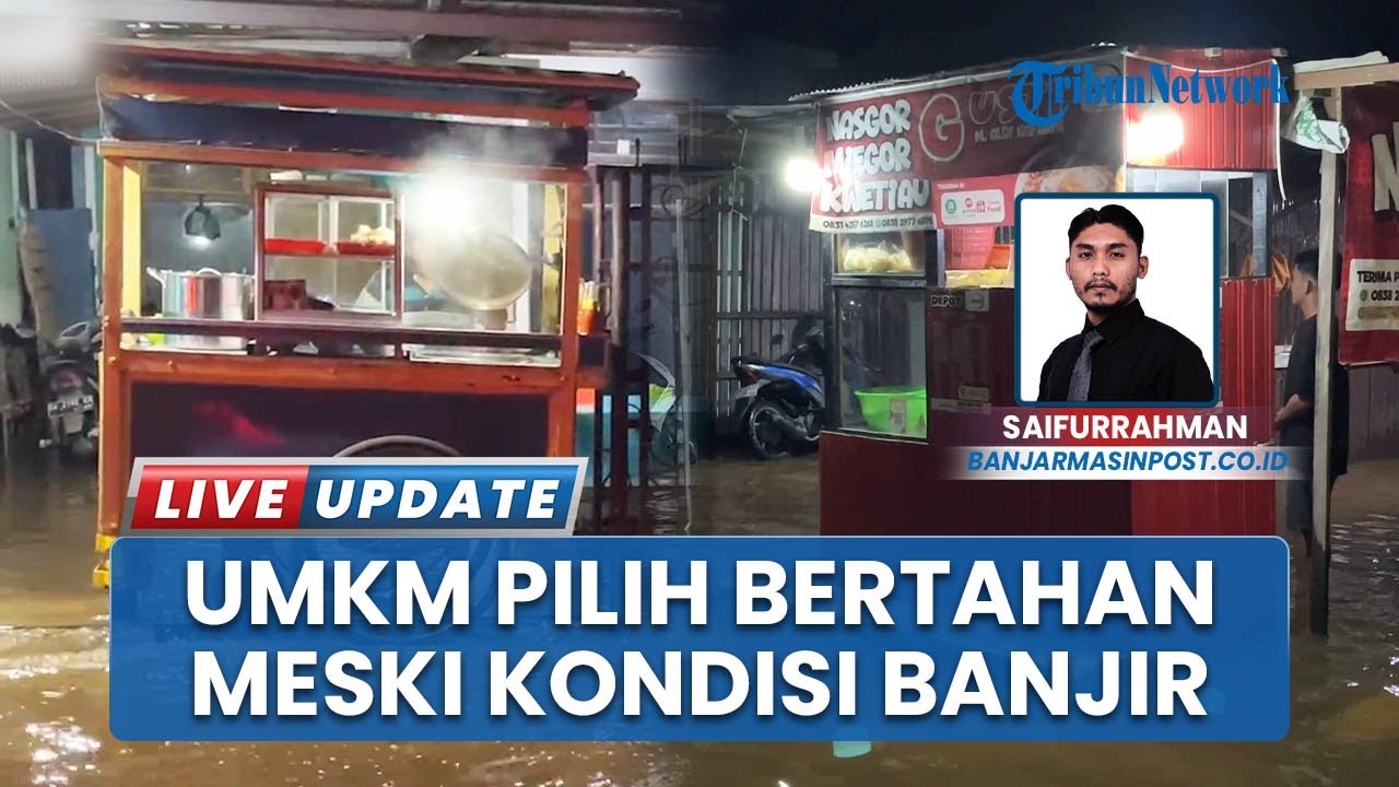 Banjarmasin Digenangi Banjir Rob, Genangan Selutut di Jalan Raya UMKM Tetap Buka Meski Pembeli Sepi