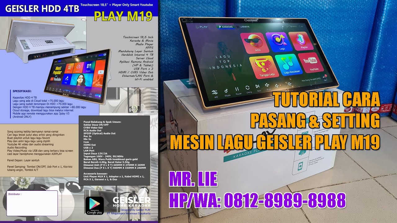 Tutorial cara pasang dan setting mesin lagu GEISLER PLAY M19 ALL IN ONE teknologi dan versi terbaru