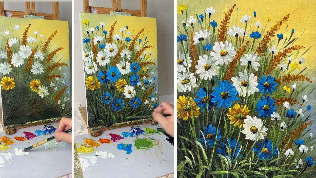 How to Paint a Vibrant Wildflower Meadow | Easy Acrylic Painting Tutorial