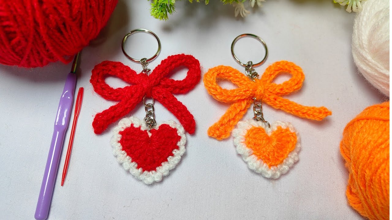 Crochet Heart Keychain ❤️ Easy & Cute Tutorial 🥰 New Design/Purse Charm 