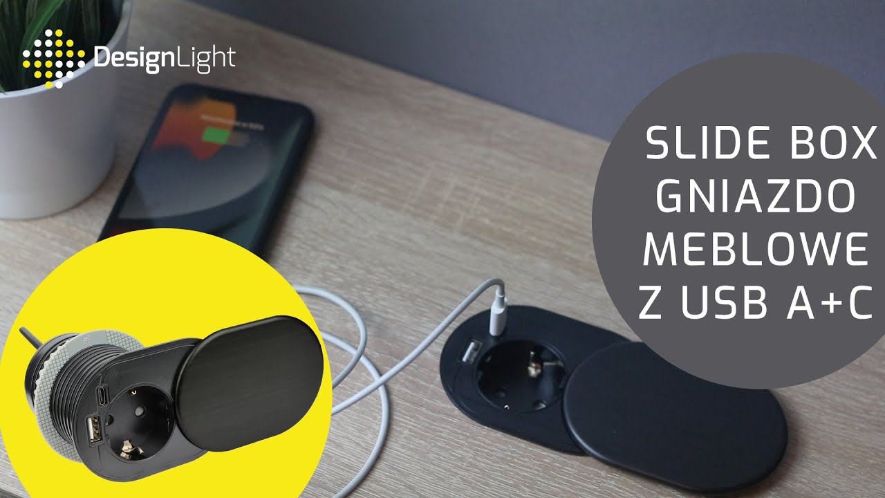 SLIDE BOX - gniazdo meblowe z USB-A i USB-C -  Design Light