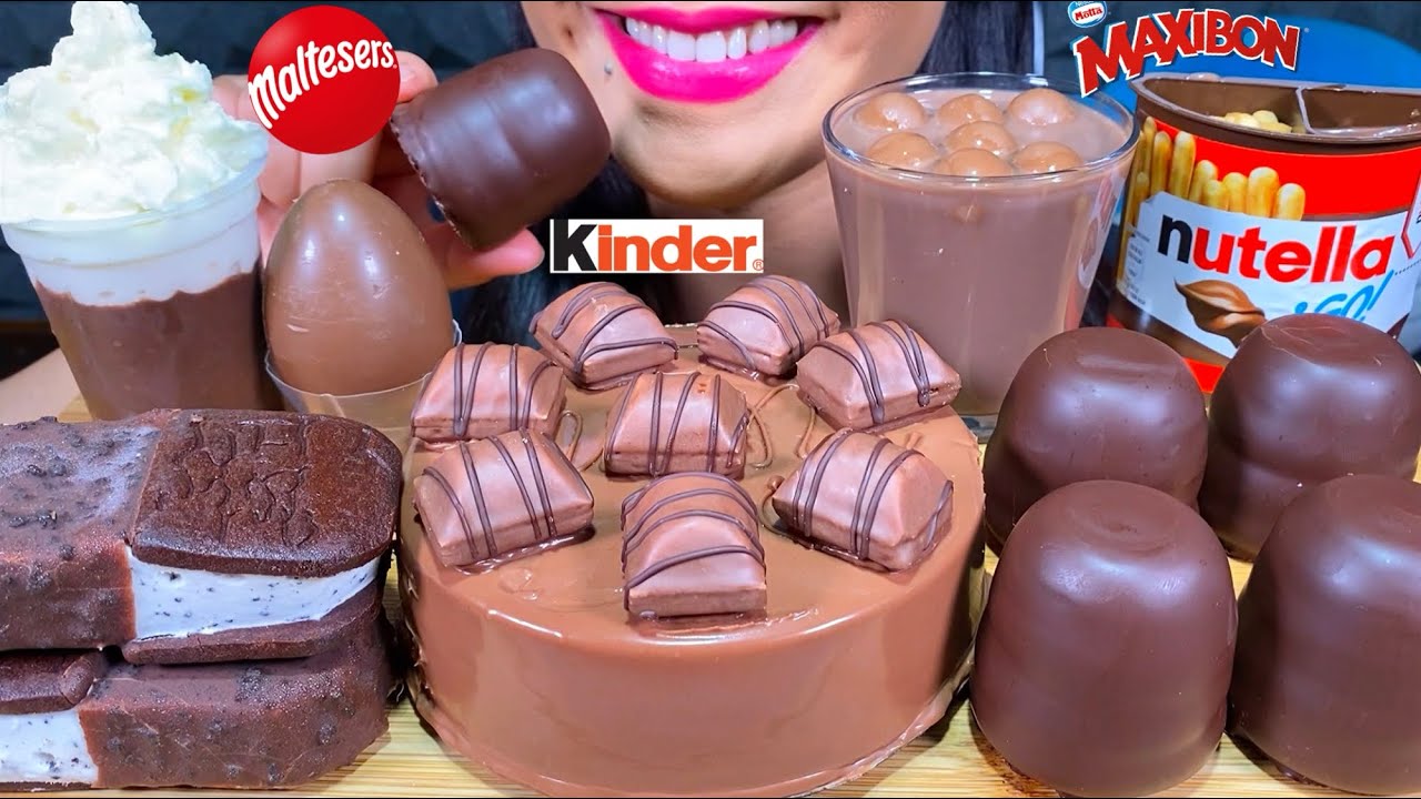 ASMR CHOCOLATE CAKE, ICE CREAM SANDWICH, NUTELLA & GO! CHOCOLATE MILK MASSIVE Eating Sounds