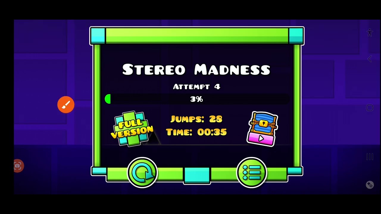 Tentando passar no stereo madness no geometry dash