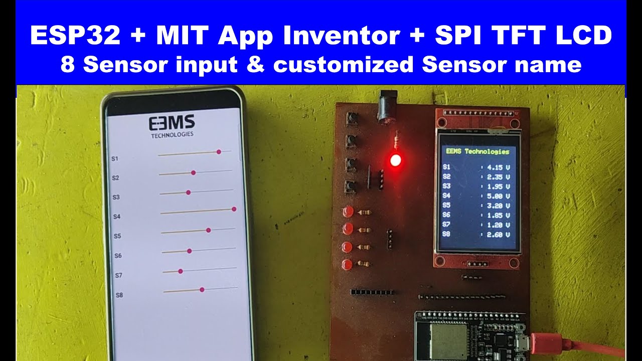 ESP32 | MIT App Inventor | SPI TFT LCD | 8 Sensor Inputs | Custom Sensor Names | IoT Dashboard