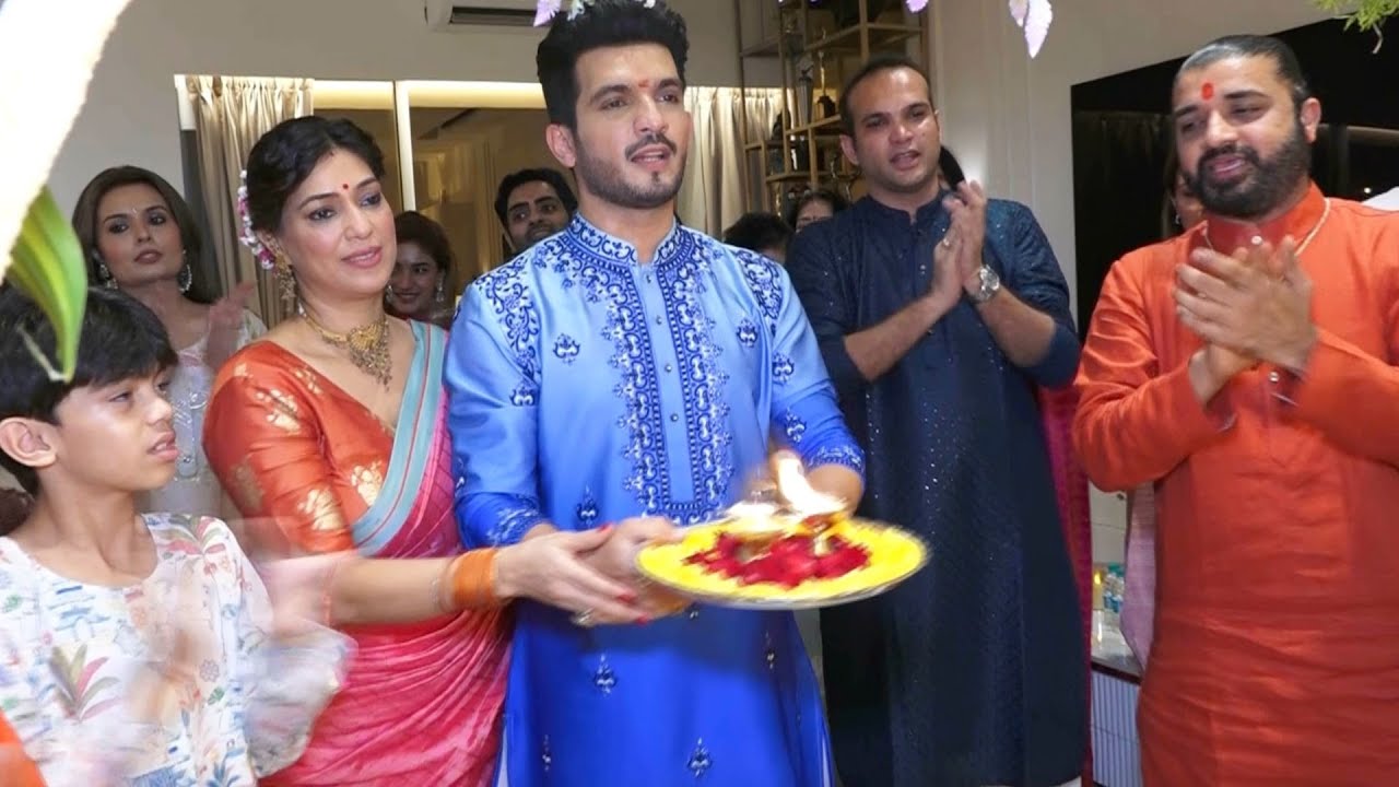 Arjun Bijlani celebrates Ganesh Chaturthi, Ganpati Aarti with Wife and Pooja Banerjee, Shrishti Rode