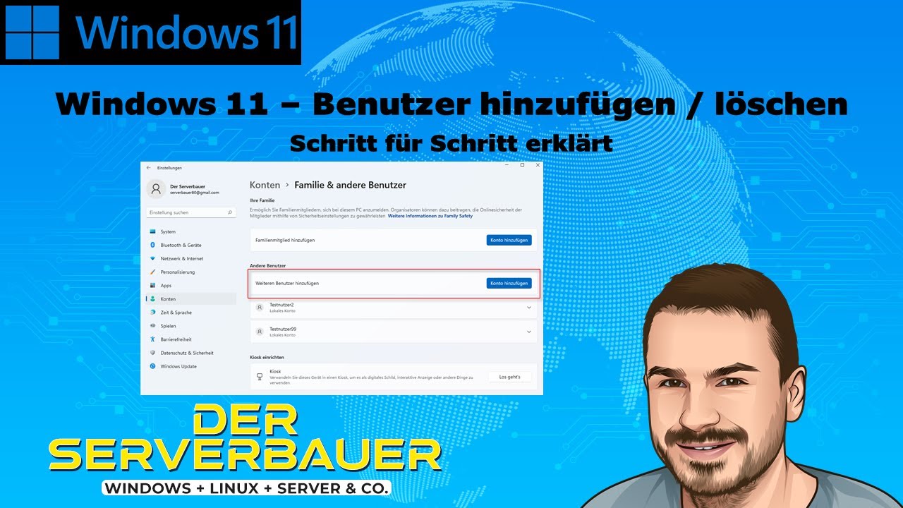 Windows 11 - neue Benutzer einrichten und l&ouml;schen - Schritt f&uuml;r Schritt [2022]