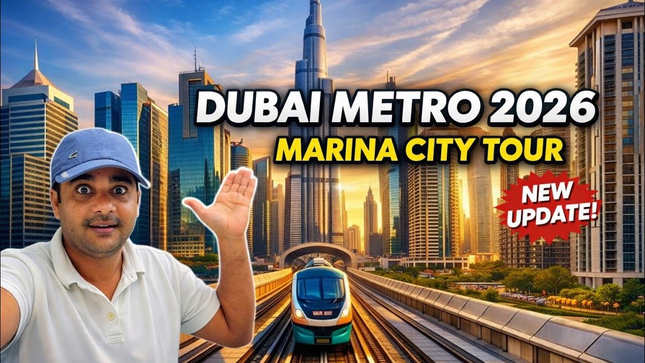 Dubai Metro Train Tour 🚇 | Dubai Marina City View 🌃 | Sheikh Zayed Road Tour | Dubai Travel Vlog